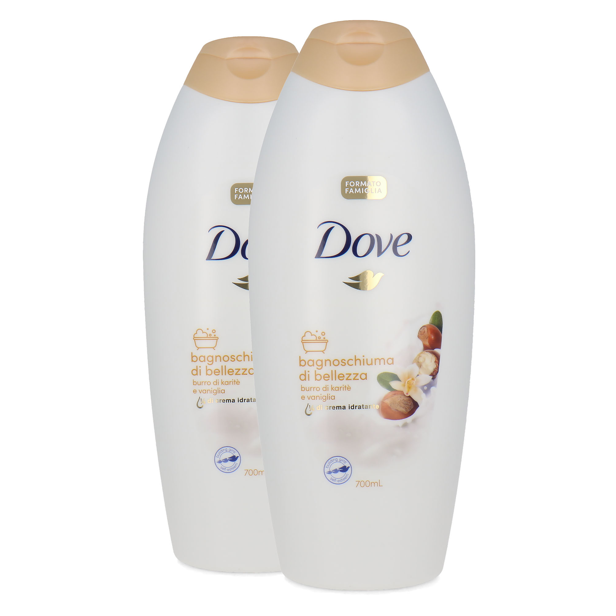 Dove Caring Bath 2 stuks à 700 ml - Shea Butter And Vanilla (Texte italien)