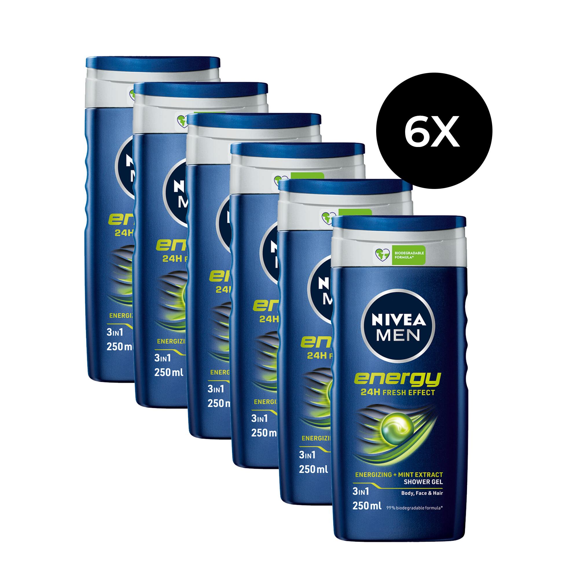 Nivea Men Energy Shower Gel 250 ml (6 pièces) en ligne chez Blisso