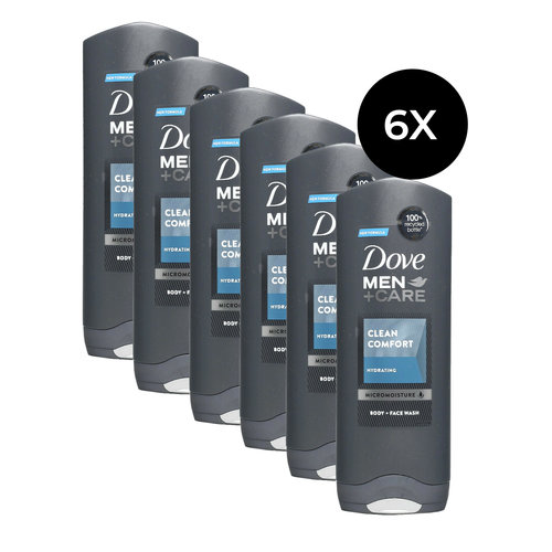 Dove Men + Care Clean Comfort Body + Face Wash - 250 ml (6 pièces)
