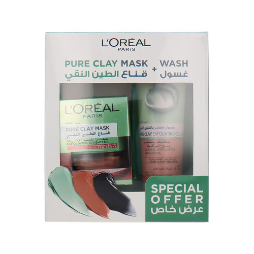 L'Oréal Pure Clay Mask + Wash Ensemble-Cadeau