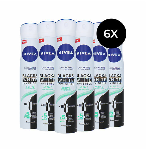 Nivea Black & White Invisible Deo Spray - 6 x 200 ml