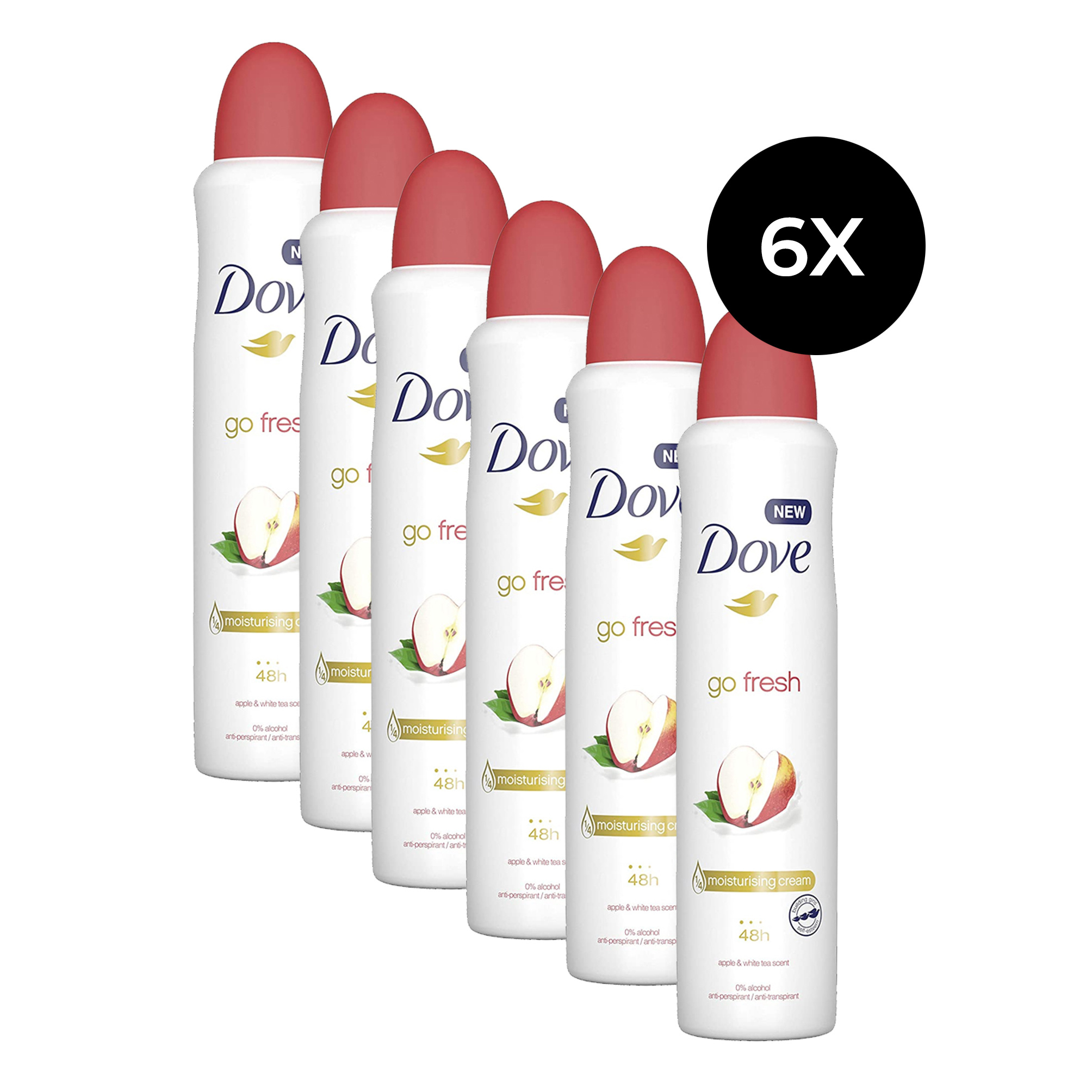 Dove Go Fresh Deodorant Spray Apple and White Tea 6 x 250 ml