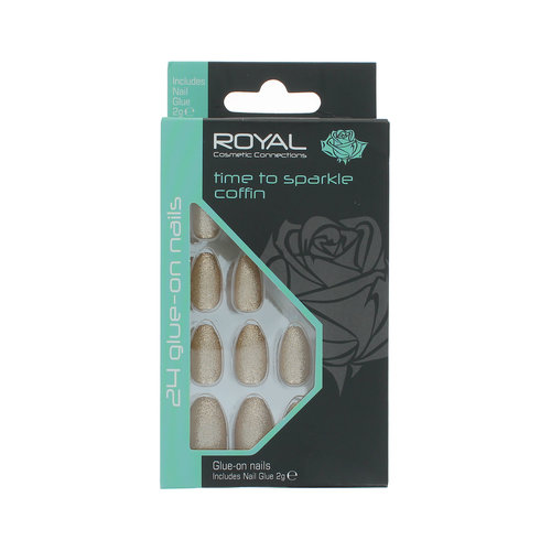 Royal 24 Coffin Glue-on Nails - Time To Sparkle