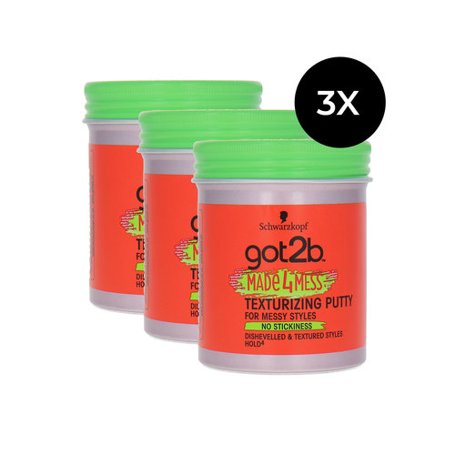 Schwarzkopf Got2b Made4Mess Texturizing Putty - 3 x 100 ml