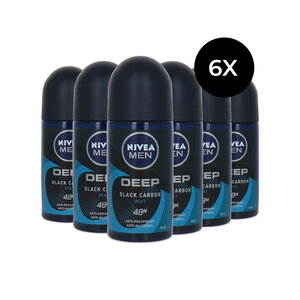 Men Deep Black Carbon Deo Roller - 6 x 50 ml