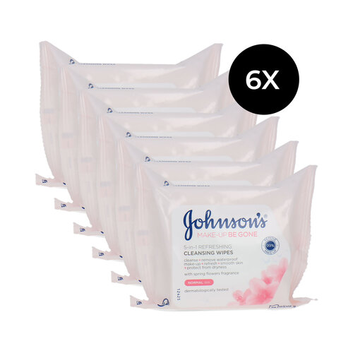Johnson's Make-Up Be Gone 5-in-1 Refreshing Cleansing Wipes - 6 x 25 wipes (Pour peaux normales)