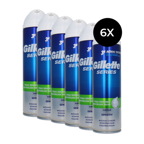 Gillette Series Shaving Foam Sensitive Aloë Vera - 6 x 250 ml