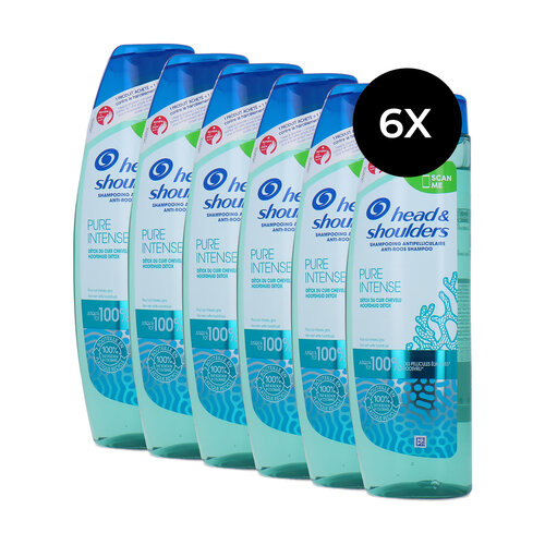 Head & Shoulders Pure Intense Scalp Detox Shampoo - 6 x 250 ml