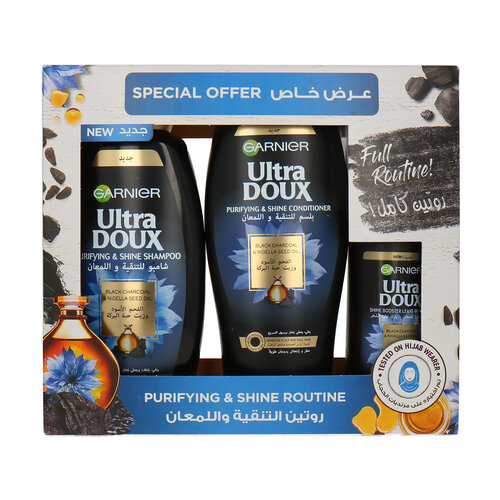 Garnier Ultra Doux Purifying & Shine Routine Ensemble-Cadeau - 1000 ml