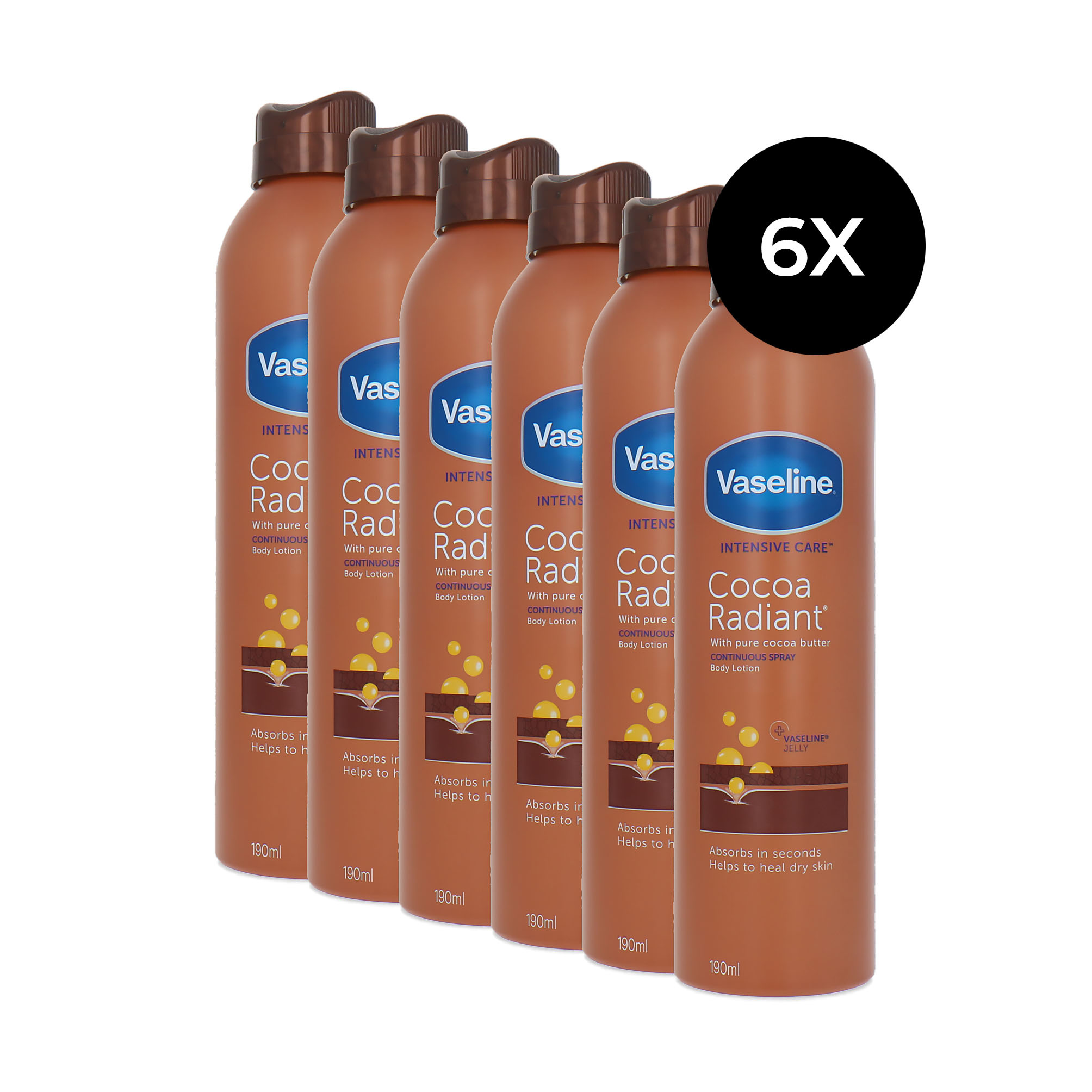 Vaseline Intensive Care Cocoa Radiant Continuous Spray Lotion pour le corps - 6 x 190 ml