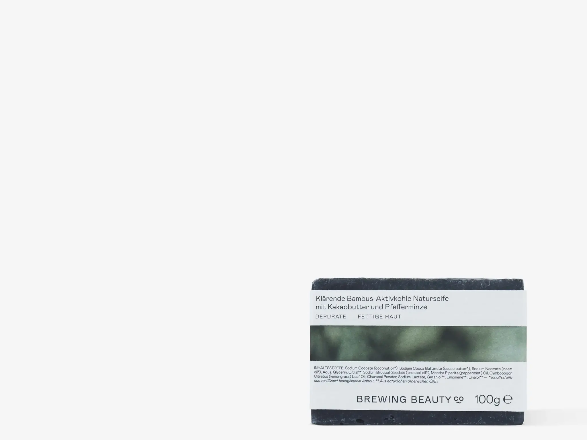 DEPURATE Purifying Bamboo Charcoal Bar Soap with Cacao Butter and Peppermint