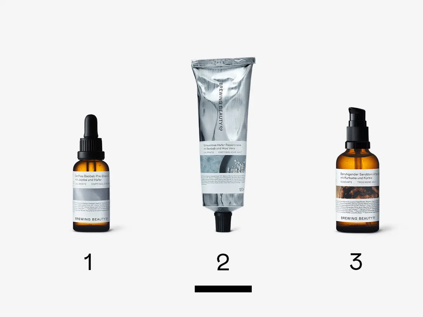 A lineup of Brewing Beauty products representing Routine No.14 