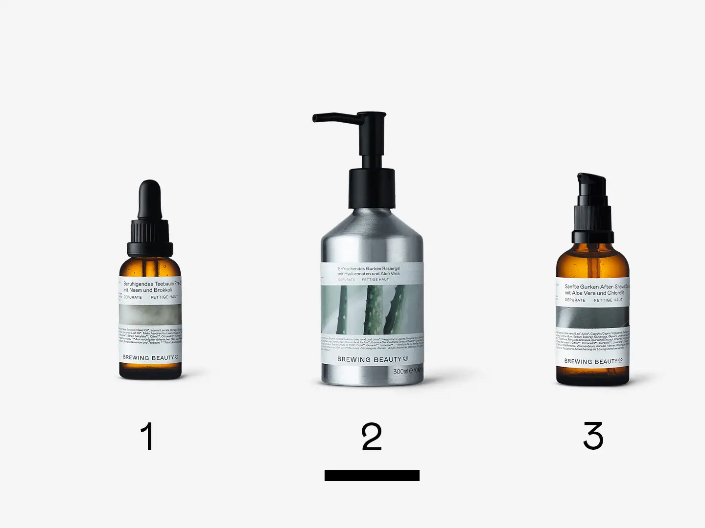 A lineup of Brewing Beauty products representing Routine No.24 