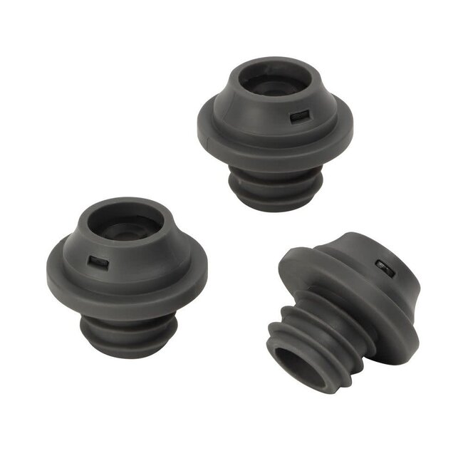 Le Creuset Professionele wijnpomp met drie vacuümstoppen in luxe zwarte nikkel uitvoering voor perfect afgesloten wijnen