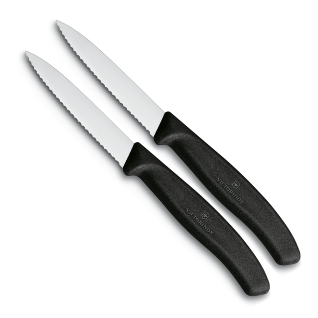Victorinox Schilmesje / Groentemesje Gekarteld SwissClassic Zwart - 2 Stuks