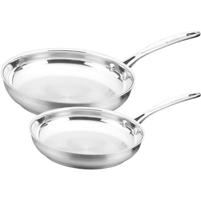 Scanpan Impact RVS Koekenpannenset – 20 cm & 28 cm – Volledig zonder anti-aanbaklaag – Inductie