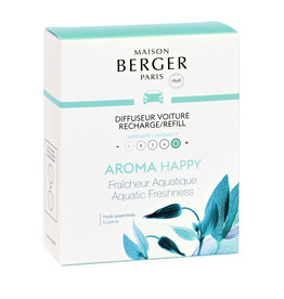 Maison Berger Autoparfum navulling 2 stuks Happy - Fraîcheur Aquatique /  Aquatic Freshness