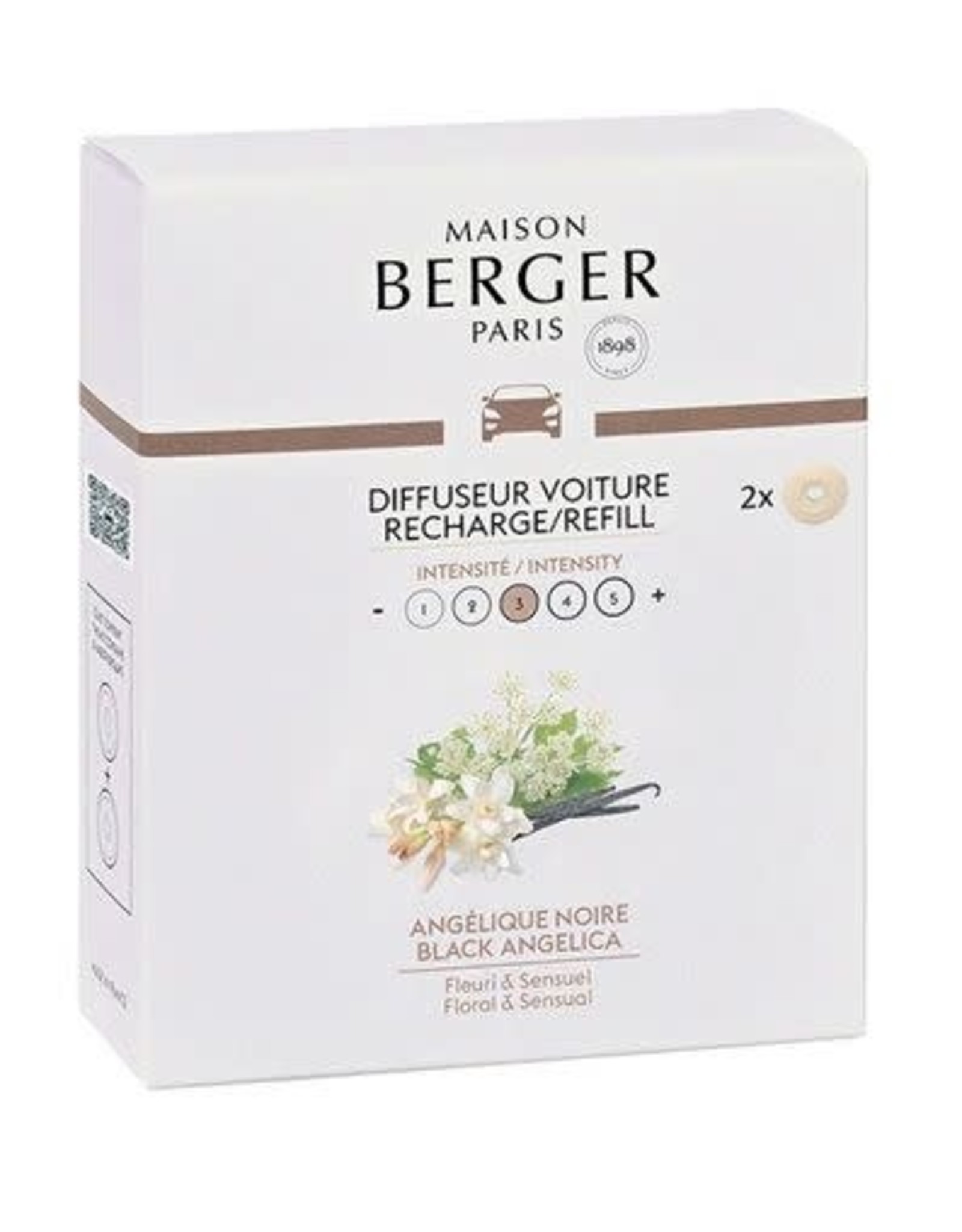 Maison Berger Autoparfum navulling 2 stuks Angelique Noire