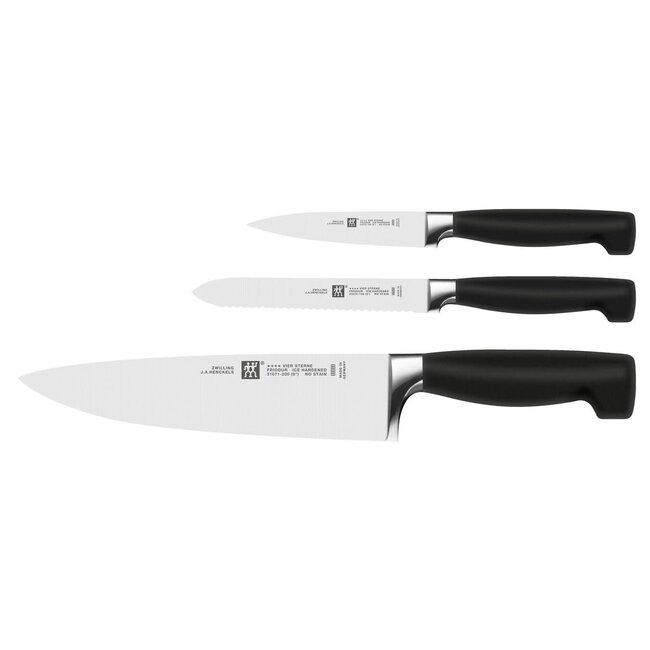 Zwilling Four Star Messenset 3-Delig (Koksmes 20 cm, Vleesmes 16 cm, Schilmes 10 cm)