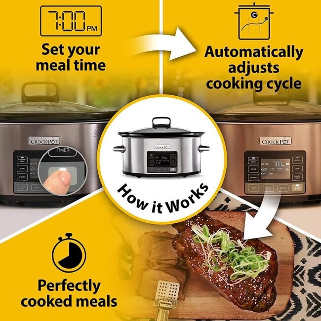 CrockPot Slowcooker CR066 – 5,6 Liter – Time Select Functie – Digitaal – RVS