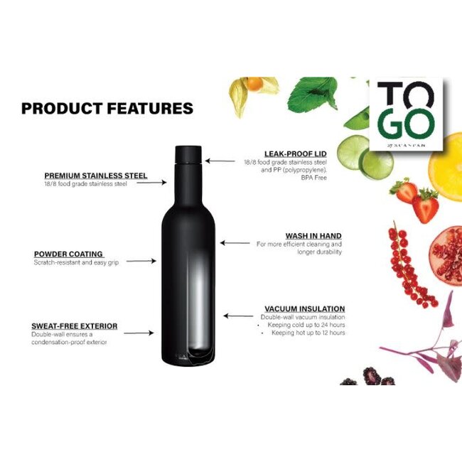 Scanpan Cadeauset - Wijnfles + 2 bekers - 2GO - Forest Green