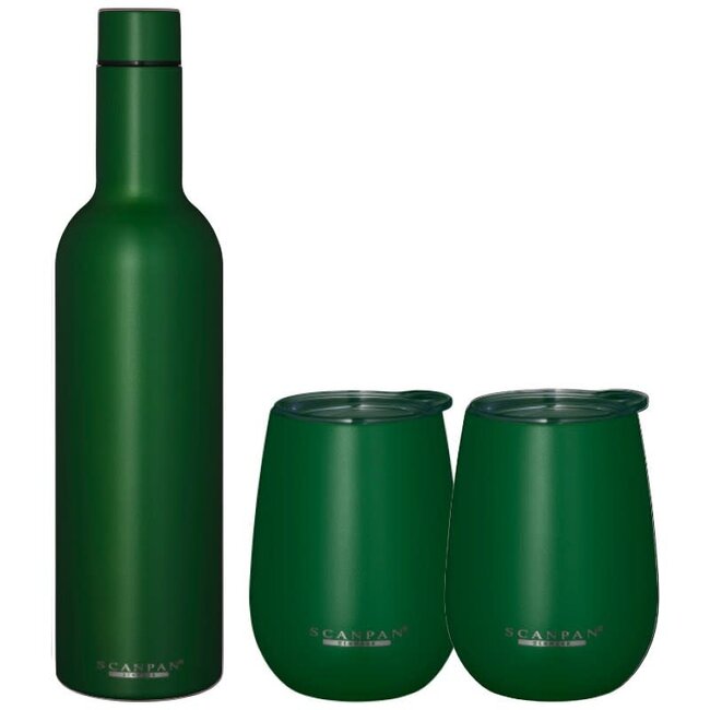 Scanpan Cadeauset - Wijnfles + 2 bekers - 2GO - Forest Green