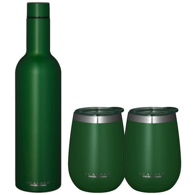 Scanpan Cadeauset - Wijnfles + 2 bekers - 2GO - Forest Green