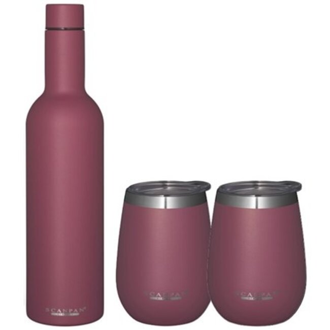 Scanpan Cadeauset - Wijnfles + 2 bekers - 2GO - Persian Red