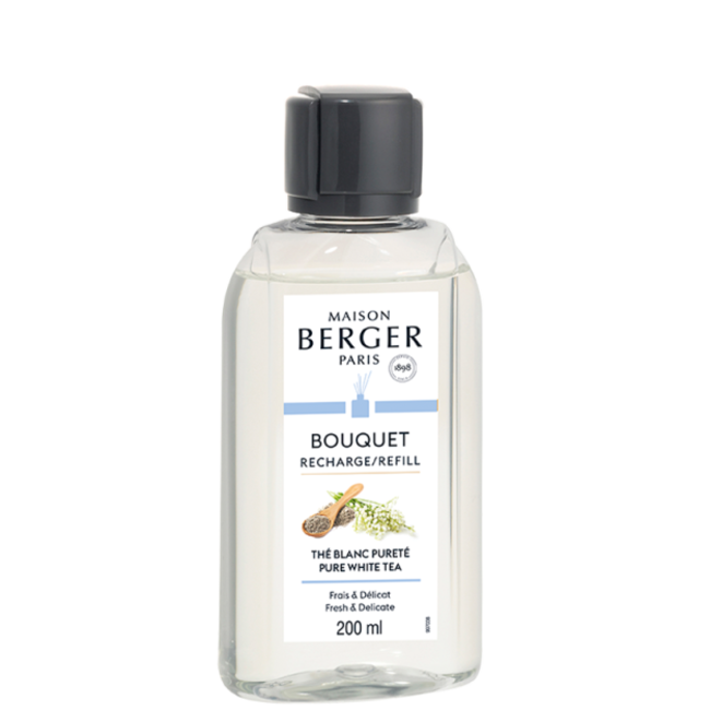 Maison Berger Navulling Geurstokjes /  Parfumverspreider Thé Blanc Pureté / Pure White Tea 200 ml