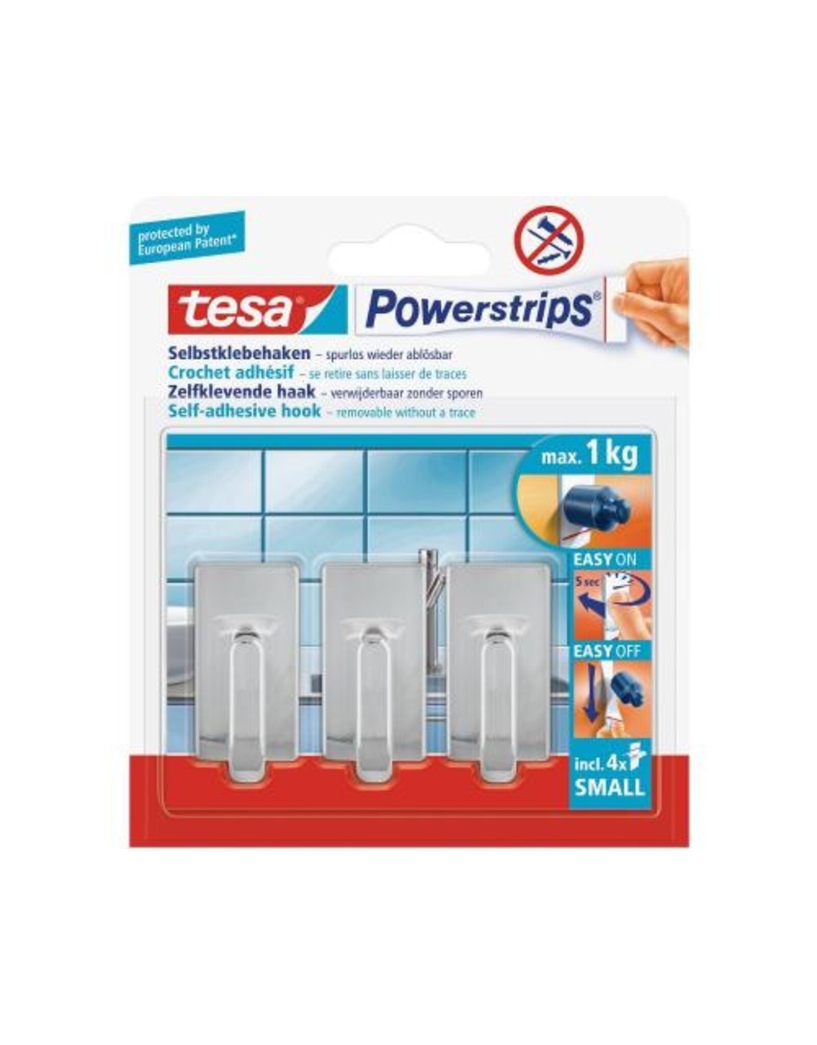 Tesa Powerstrips Small Classic - Chroom 3 stuks