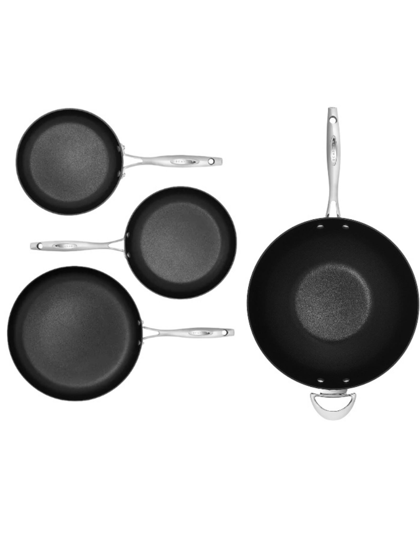 Scanpan Pannenset Haptiq 3 koekenpannen + 1 wokpan