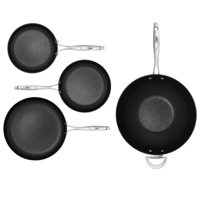 Scanpan Pannenset Haptiq 3 koekenpannen + 1 wokpan