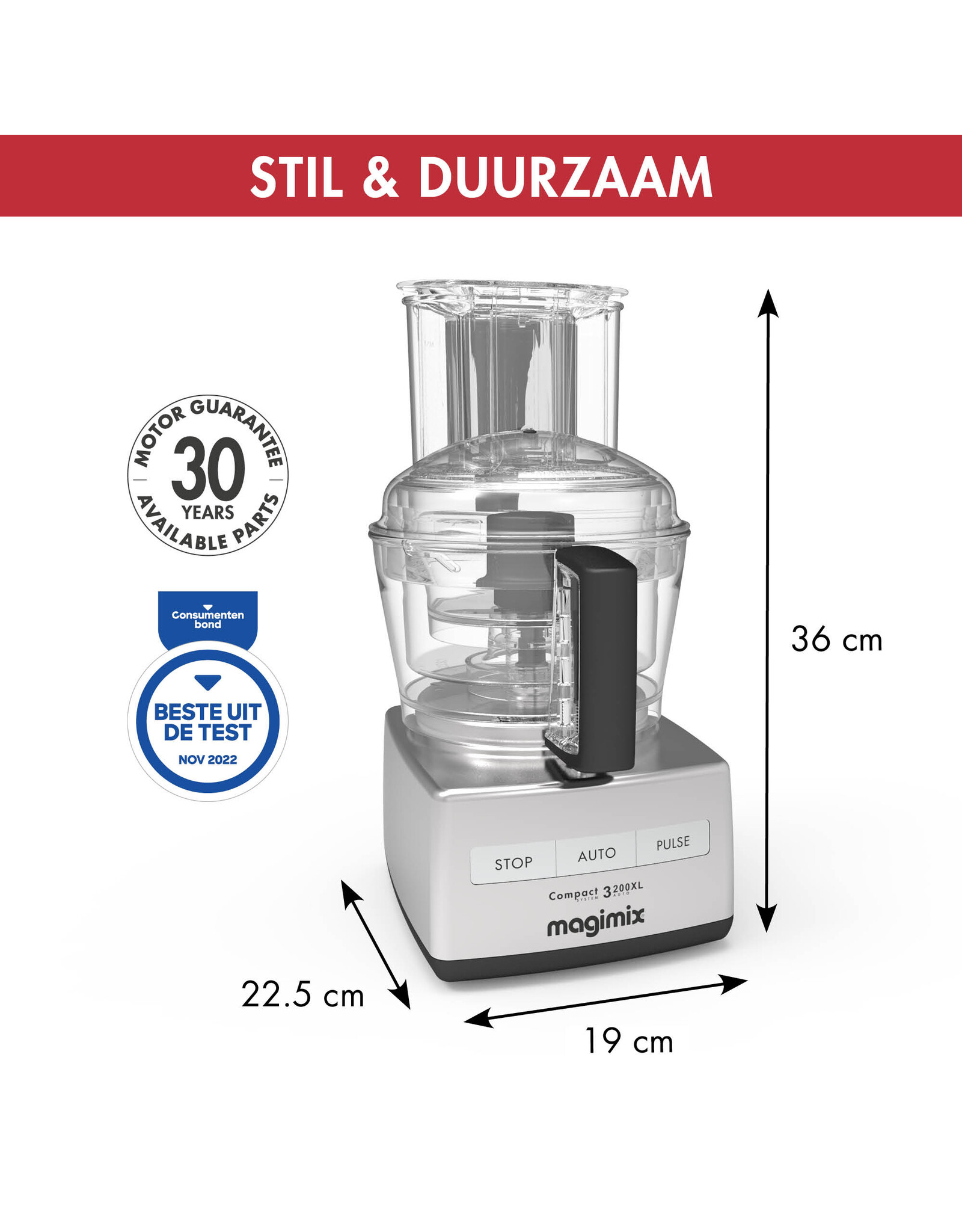 Magimix Foodprocessor Compact System CS3200XL Mat Chroom