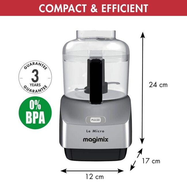 Magimix Mini Hakmolen 0.8L Mat Chroom