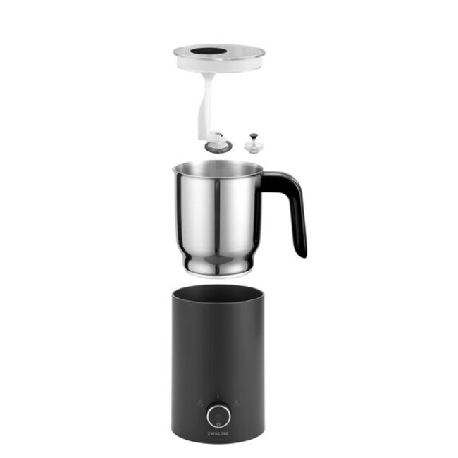 Zwilling Enfinigy Elektrische Melkopschuimer Zwart – Warm & Koud Schuim – 350 ml – RVS Beker & Inductiewarmte