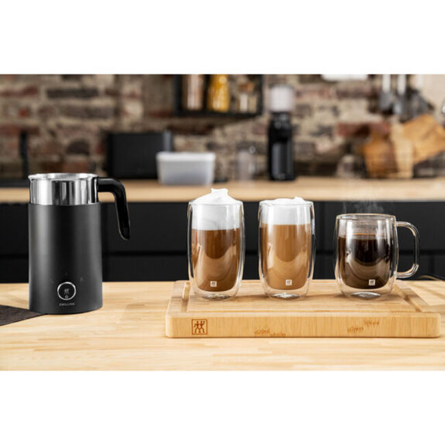 Zwilling Enfinigy Elektrische Melkopschuimer Zwart – Warm & Koud Schuim – 350 ml – RVS Beker & Inductiewarmte