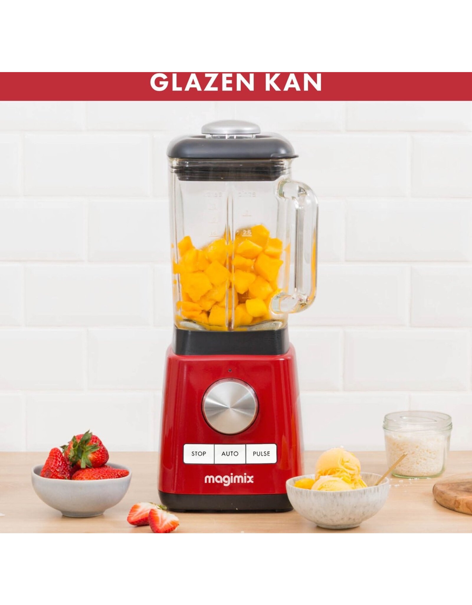 Magimix Blender Classic Rood Krachtige 1200W motor 1.8 Liter