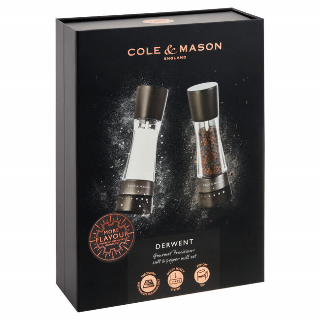 Cole & Mason Peper- en zoutmolen Derwent Zwart Hout 190mm