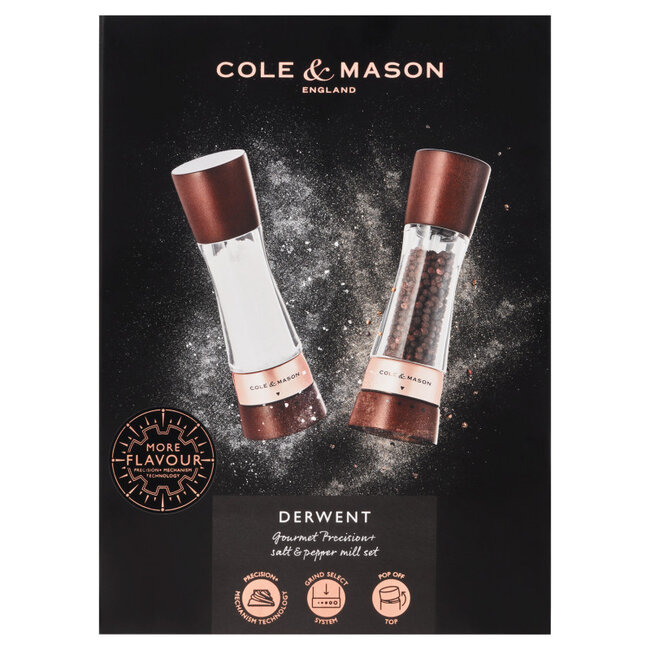 Cole & Mason Peper- en zoutmolen Derwent 190mm Kastanje Rose Goud