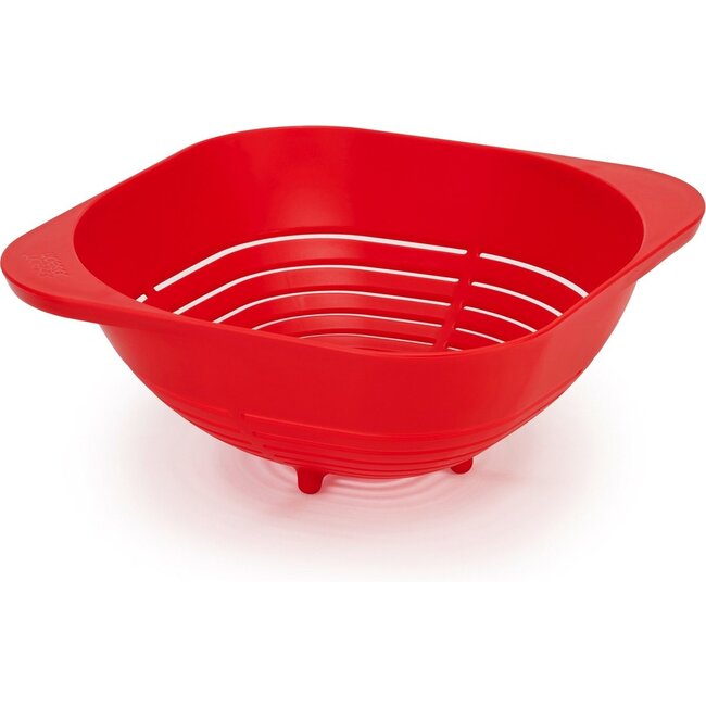 Joseph Joseph Duo Vergiet Rood – Lichtgewicht en Ruim Keukenvergiet met Handgrepen - Vaatwasmachinebestendig