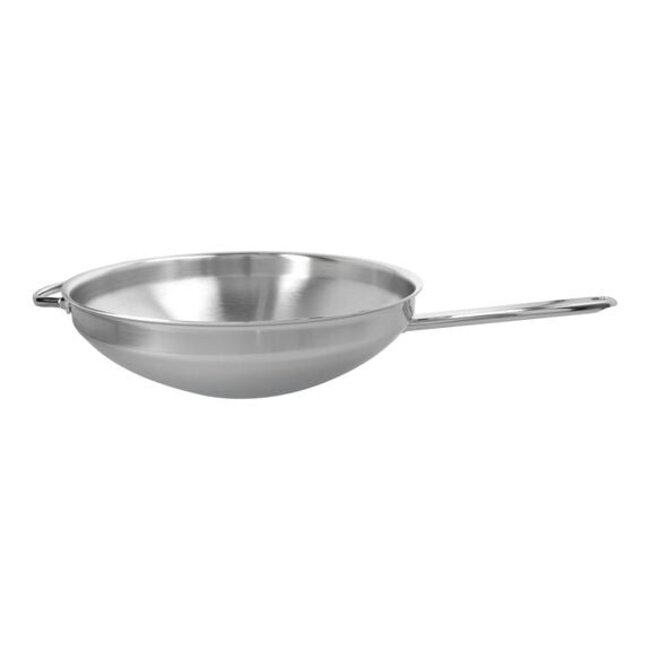 Demeyere Wok 32 cm met Gratis RVS Spatel, Professionele RVS wok met 7-lagenmateriaal en Silvinox voor perfecte warmteverdeling