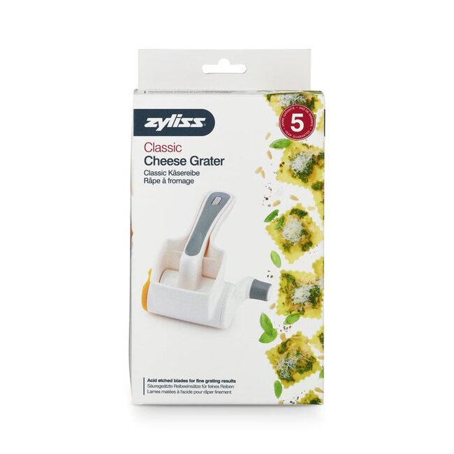 Zyliss Classic Kaasmolen Wit – Ergonomische Draai-Kaasrasp met RVS Trommel voor Parmezaanse Kaas en Noten
