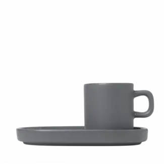 Blomus Set 2 Espresso Kopjes Pilar Pewter 50ml