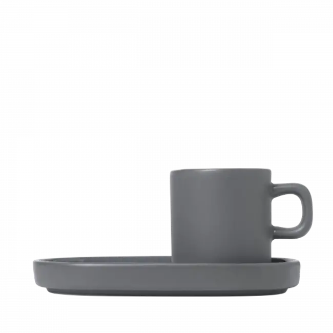 Blomus Set 2 Espresso Kopjes Pilar Pewter 50ml