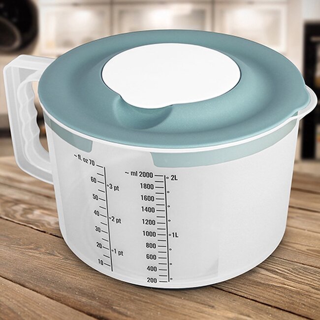 Kunststof maatbeker met deksel - 2 liter