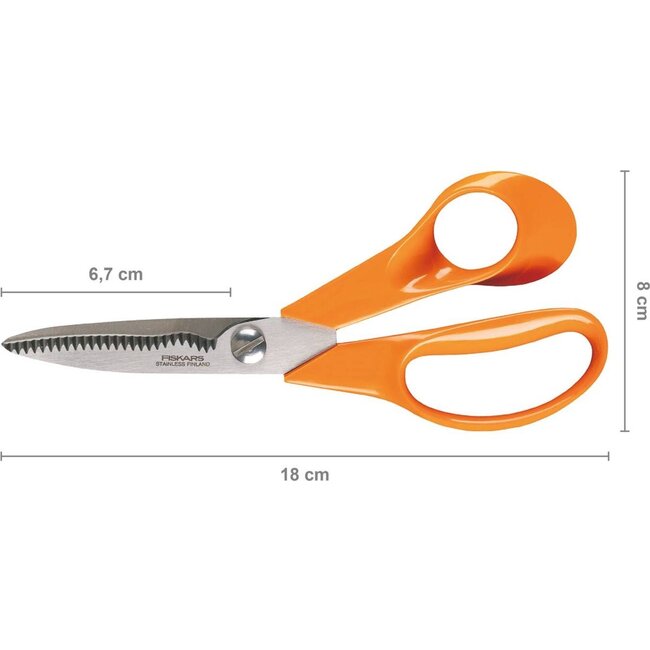 Fiskars Keukenschaar Classic 18cm – Roestvrijstalen Multifunctionele Schaar met Comfortabele Greep