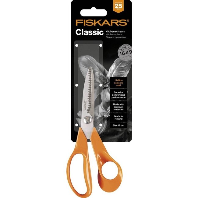 Fiskars Keukenschaar Classic 18cm – Roestvrijstalen Multifunctionele Schaar met Comfortabele Greep