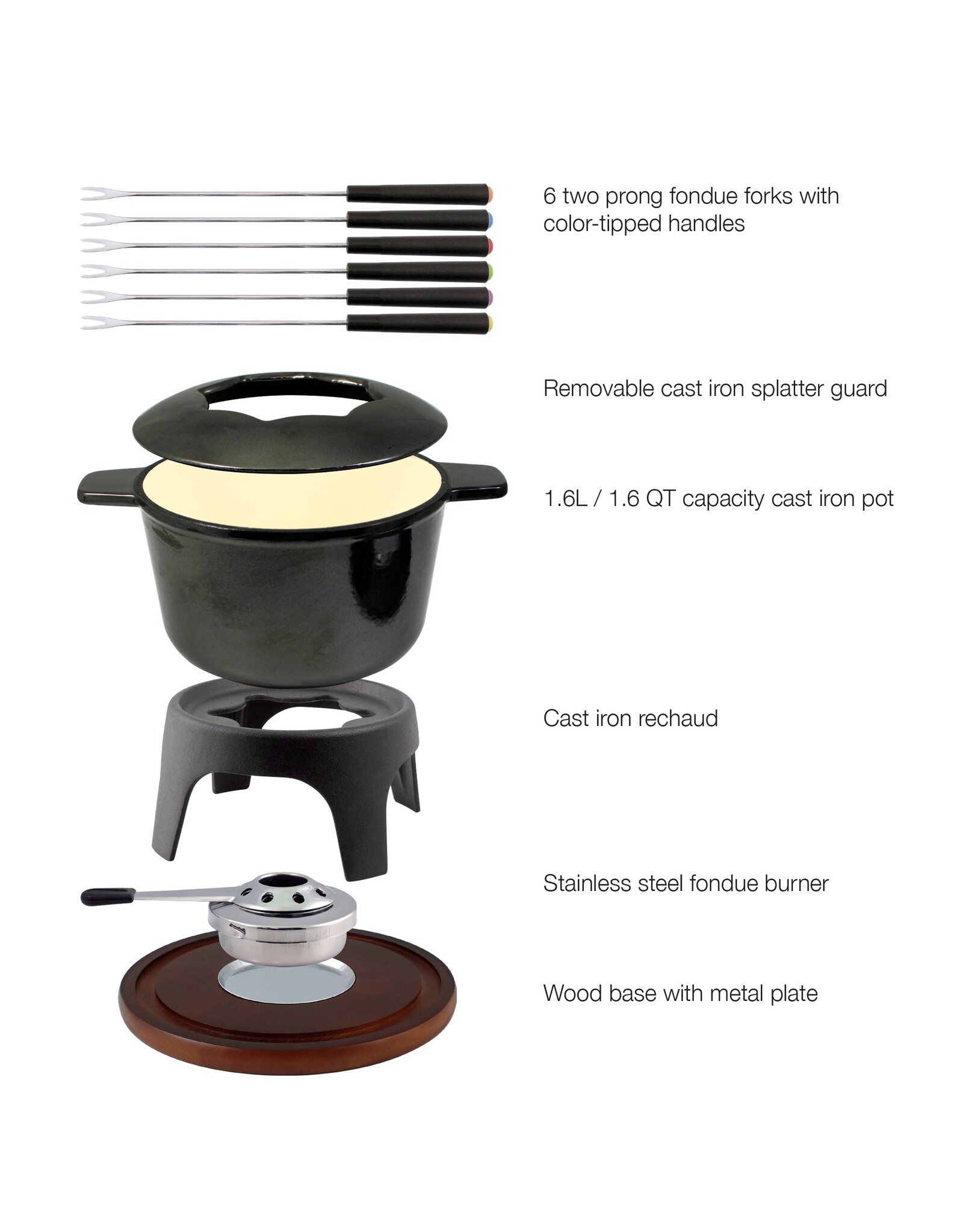 Swissmar Fondue Set Sierra Metallic Zwart 12-Delig