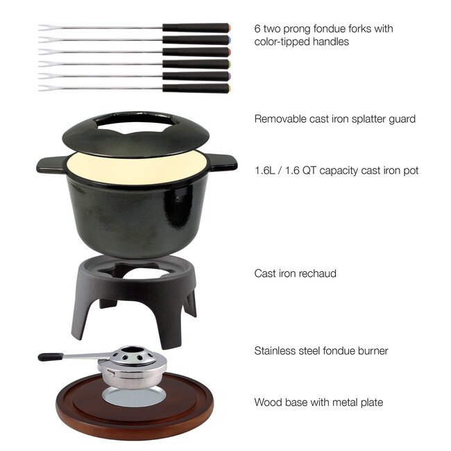 Swissmar Fondue Set Sierra Metallic Zwart 12-Delig