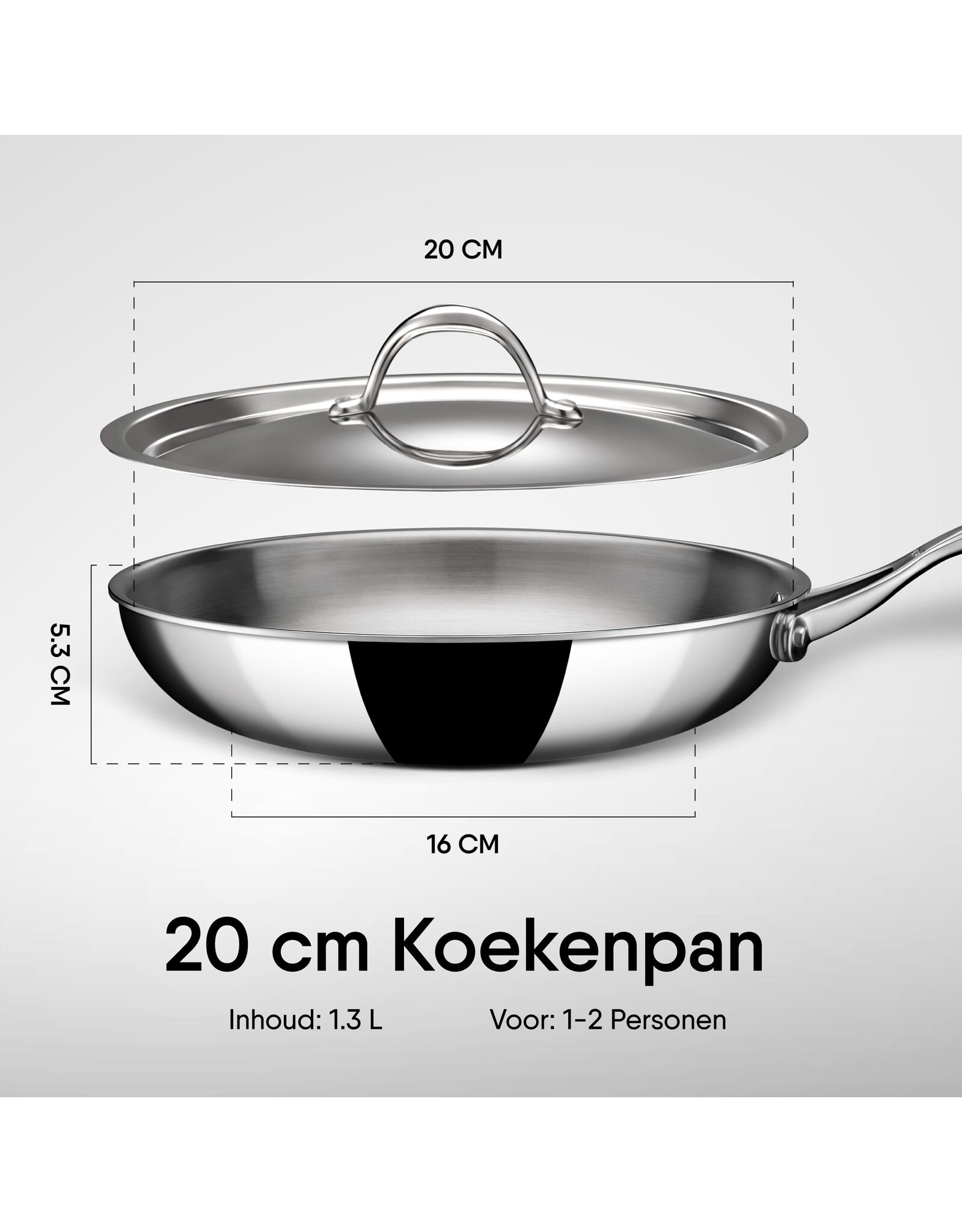 Stahl Koekenpan Triply Met Deksel 20cm